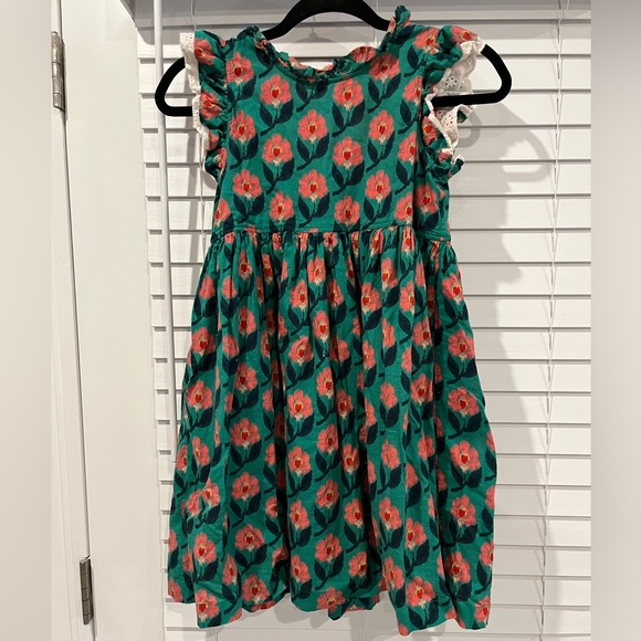 Pink Chicken Green and Pink Floral Kids Dress - Picture 2 of 5